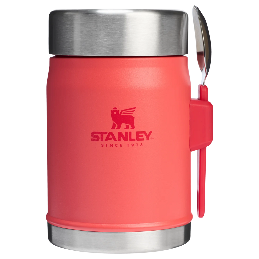 stanley the legendary classic food jar and spork 0.4 litre hot coral