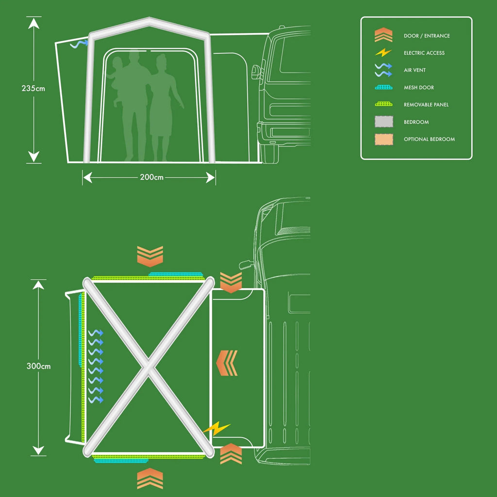 Holawild Airtek Alder Hub 3 x 2 Inflatable Driveaway Awning