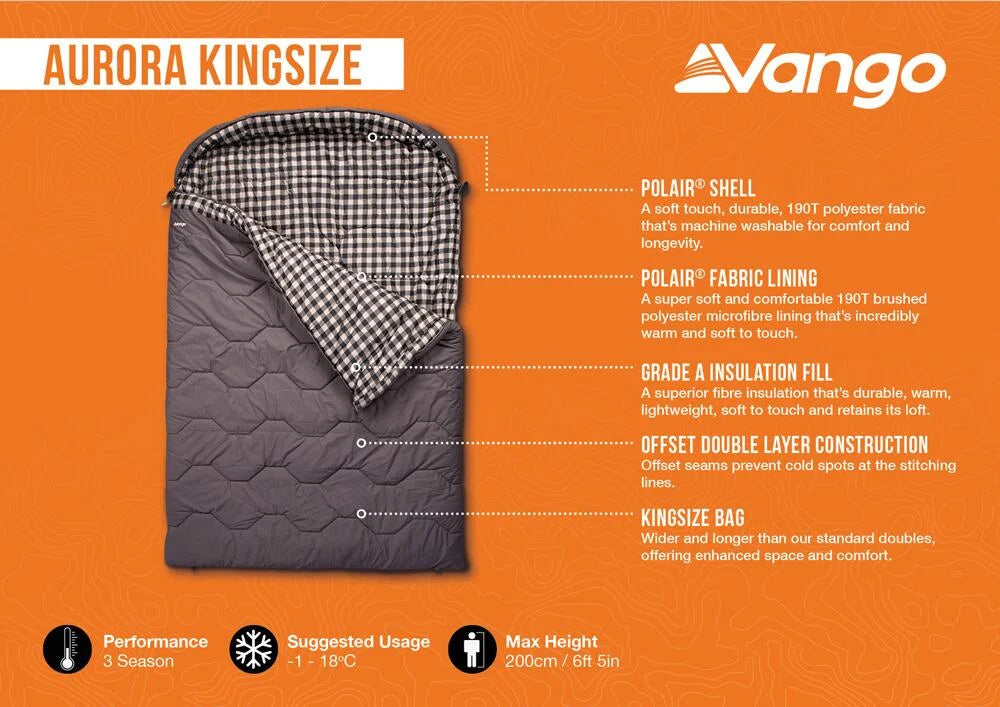 Vango Aurora King Size Double Sleeping Bag