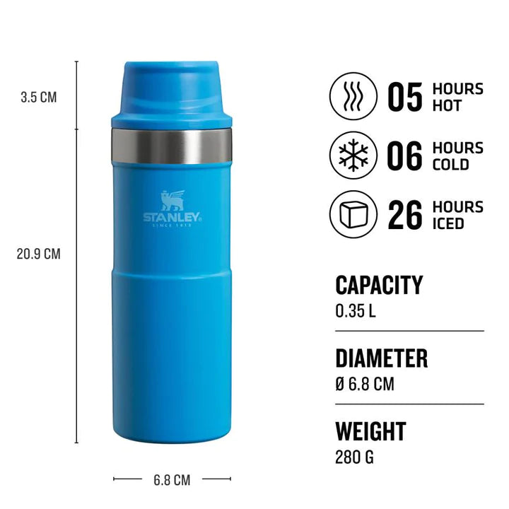 stanley classic trigger action insulated travel mug 0.35l azure