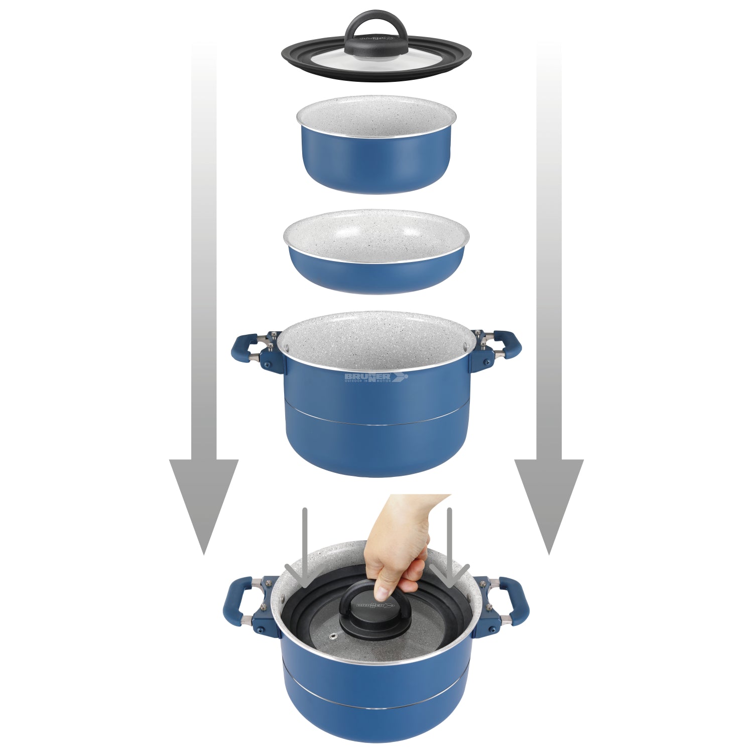 Brunner Carezza Magnetogrip 7 + 1  Piece 22cm Cook Set