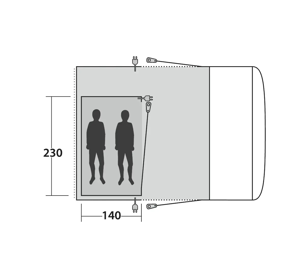 Outwell 2 Berth Driveaway Awning  Inner Tent