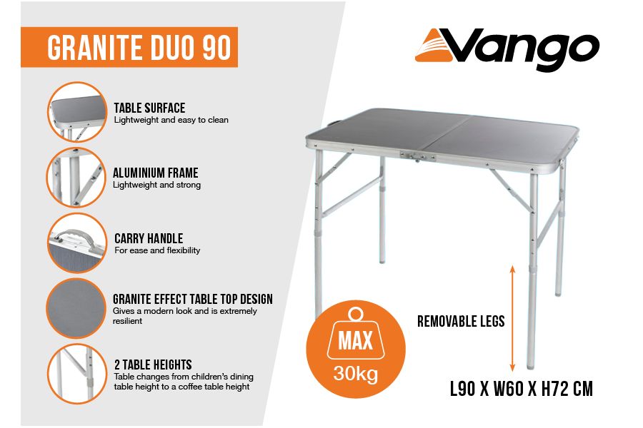 VANGO GRANITE DUO 90 CAMPING TABLE