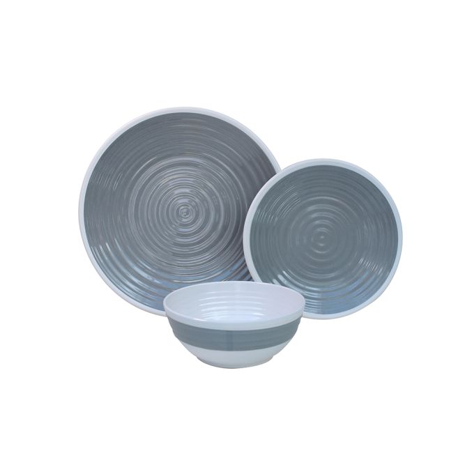 Outdoor Revolution Premium 12 Piece Melamine Set Pastel Grey