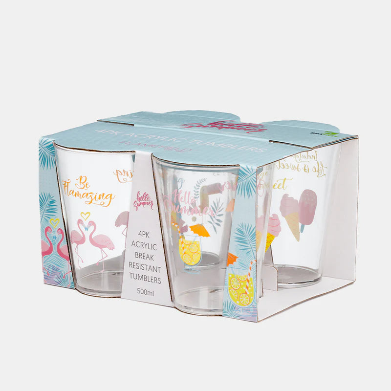 flamefield hello summer acrylic tumblers pack of 4