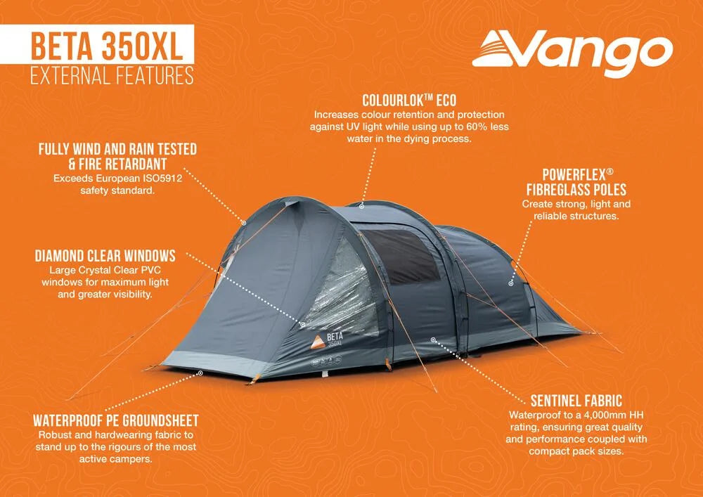 Vango Beta 350XL Poled 3 Person Tent