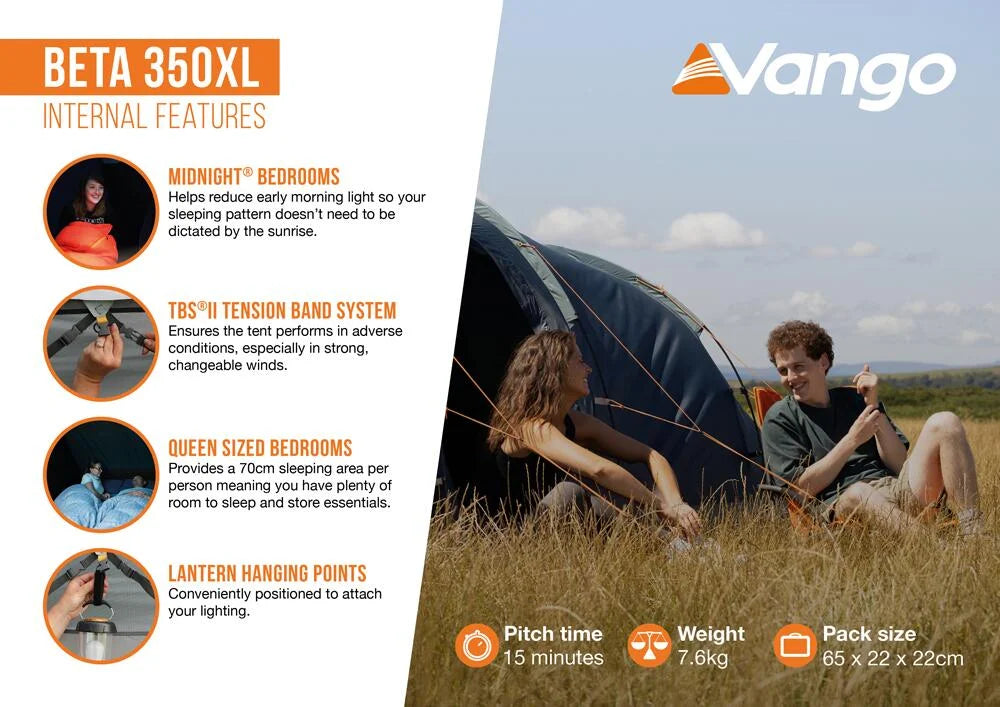 Vango Beta 350XL Poled 3 Person Tent