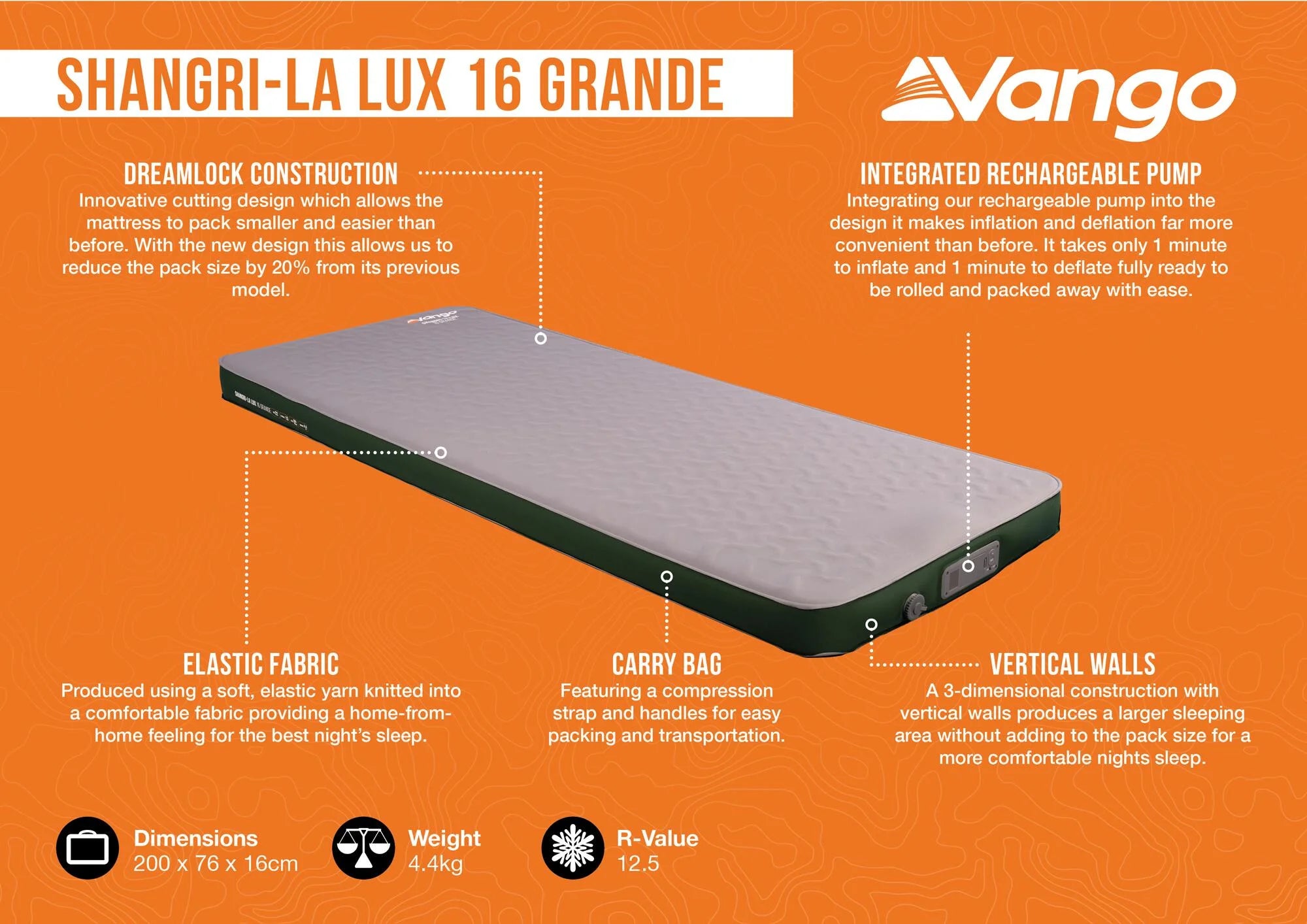 Vango Shangri la LUX 16cm Grande Self Inflating Mattress