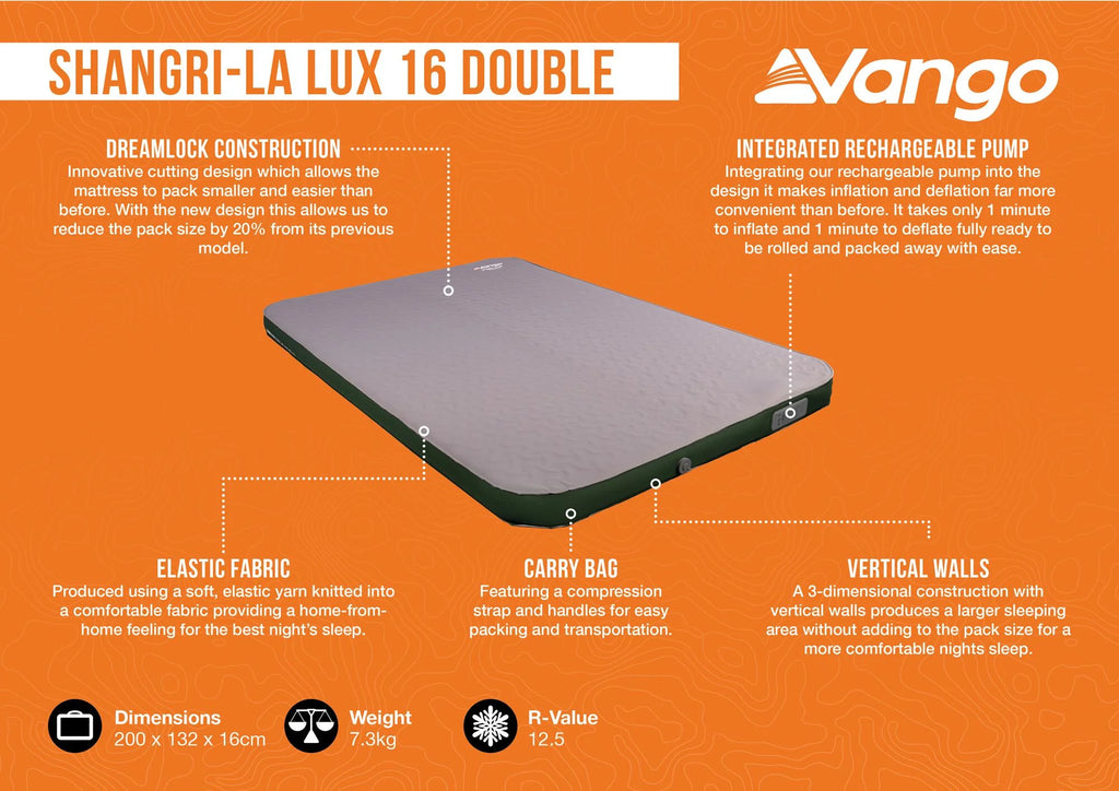 Vango Shangri La LUX 16cm Double Self Inflating Mattress