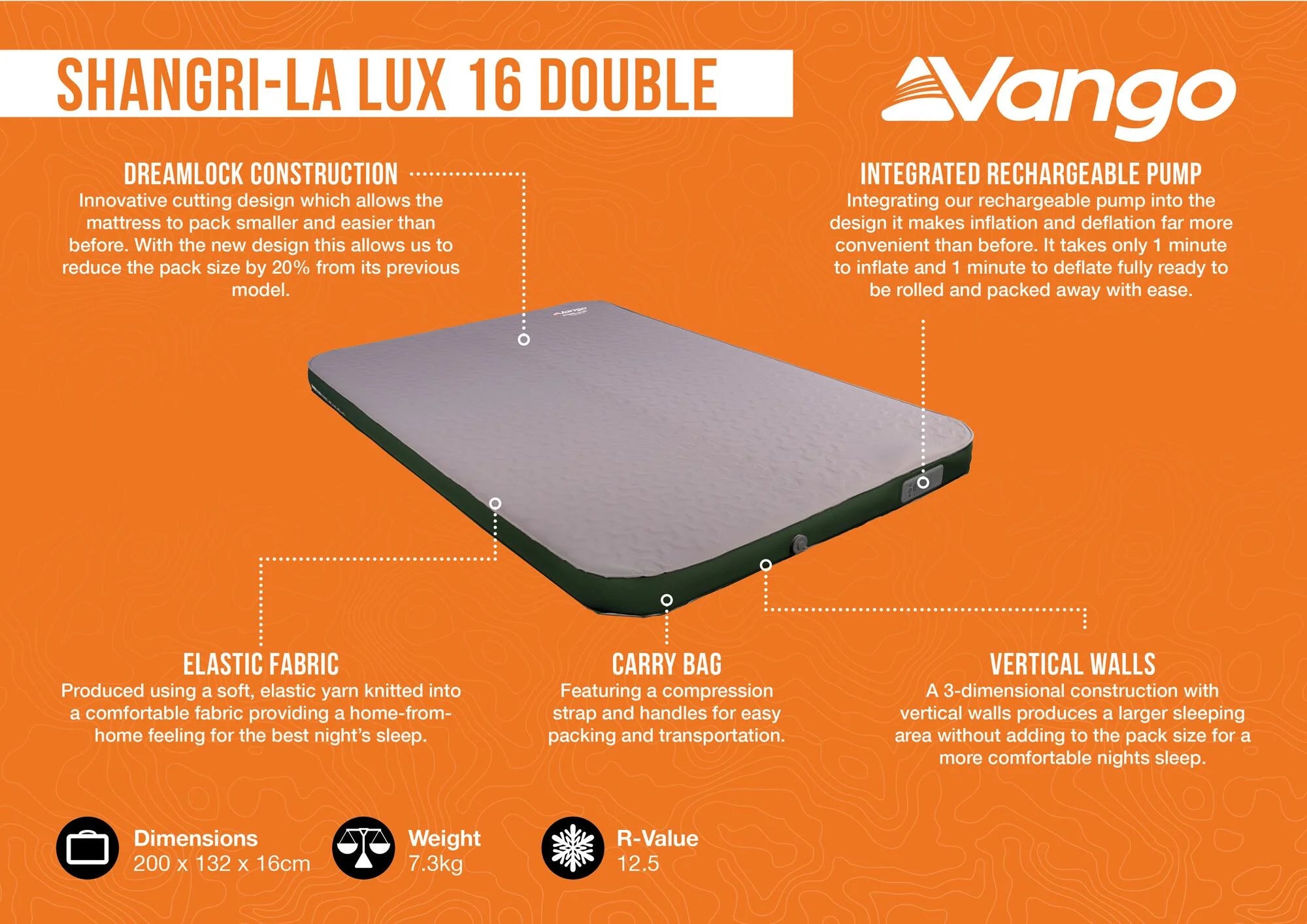 Vango Shangri La LUX 16cm Double Self Inflating Mattress