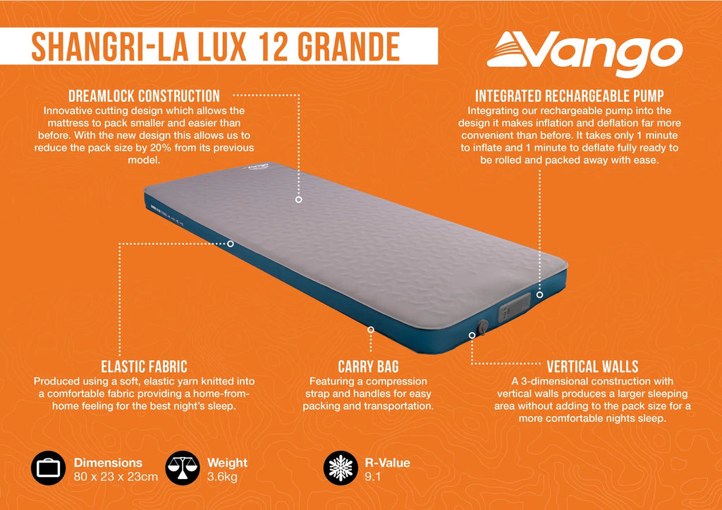 Vango Shangri La LUX 12cm Grande Self Inflating Mattress