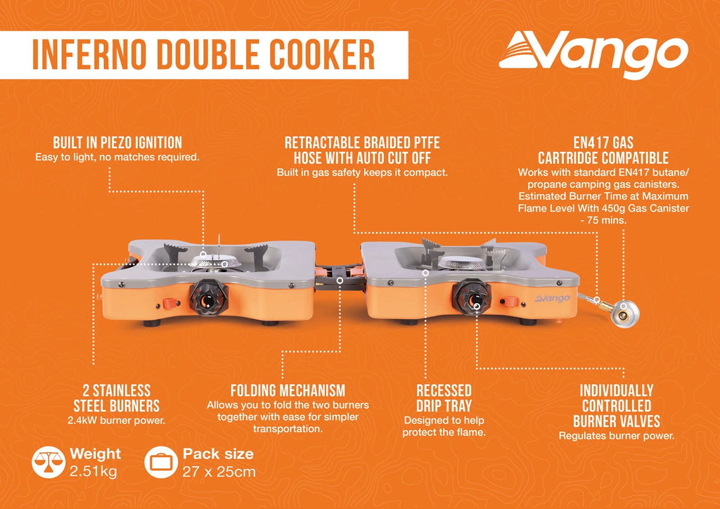 Vango Inferno Twin Burner Gas Cooker
