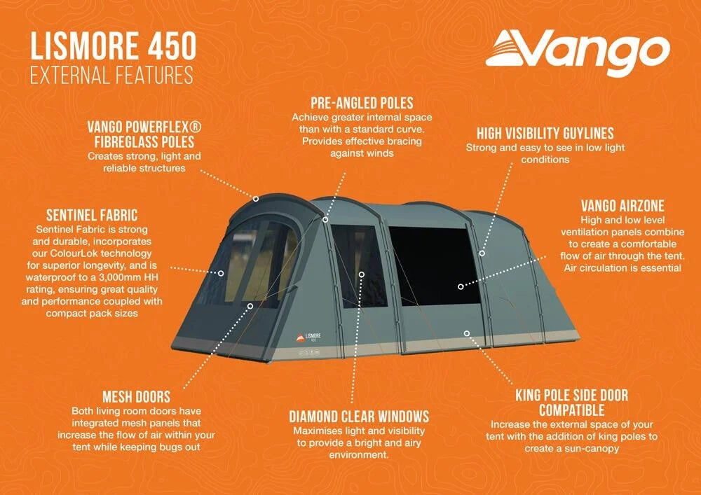 vango lismore 450 4 person poled tent package