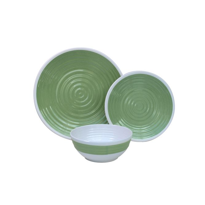 Outdoor Revolution Premium 12 Piece Melamine Set Lime Green
