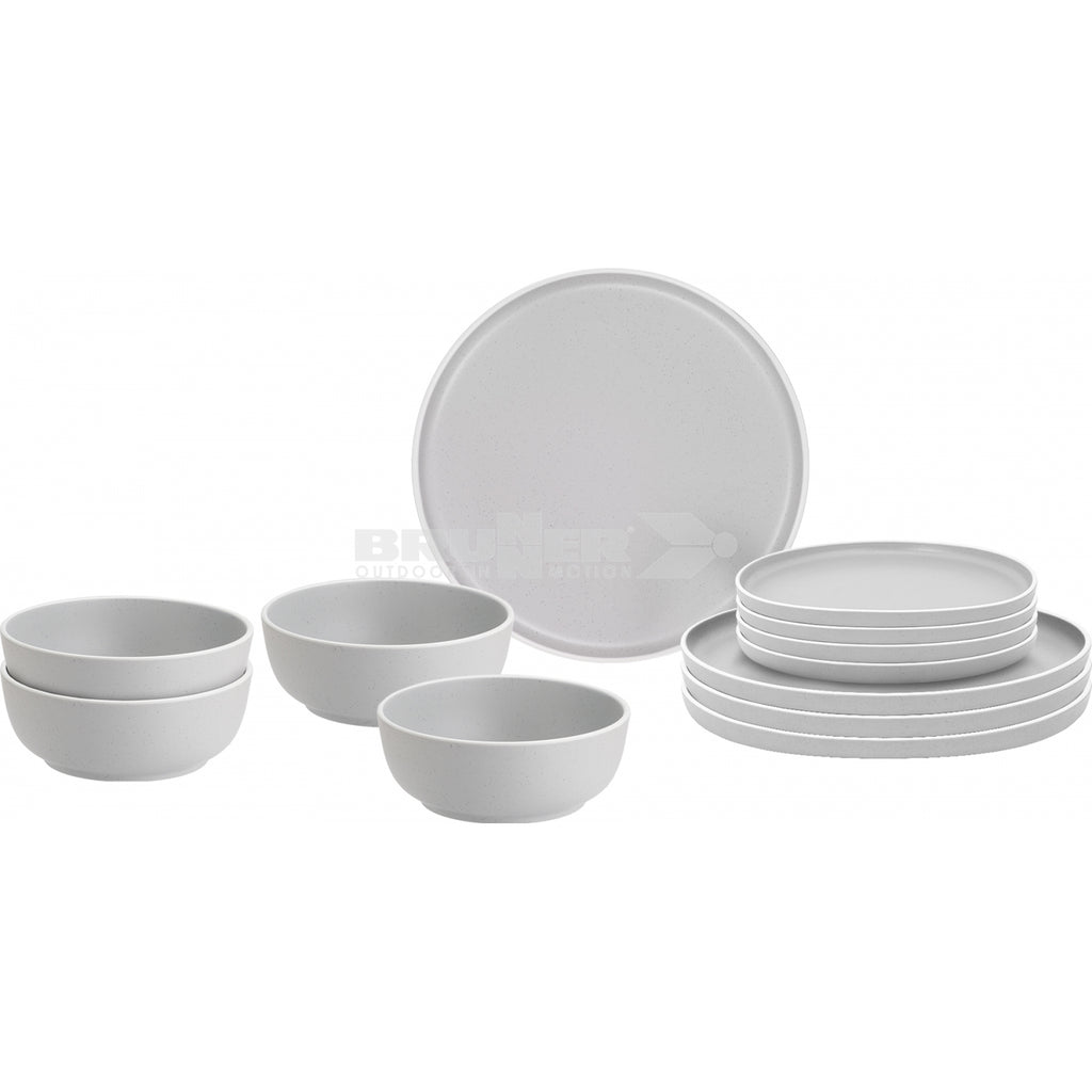 brunner midday dolomit white 12 piece melamine dinner set anti slip