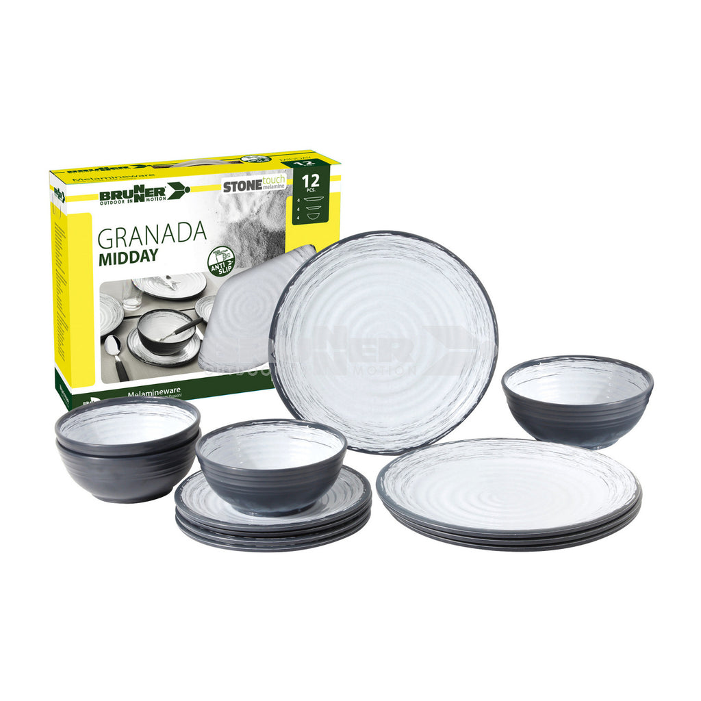 brunner granada midday 12 piece melamine dinner set