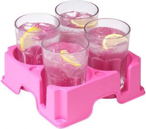 Muggi 4 Cup Holder/Drinks Tray Pink
