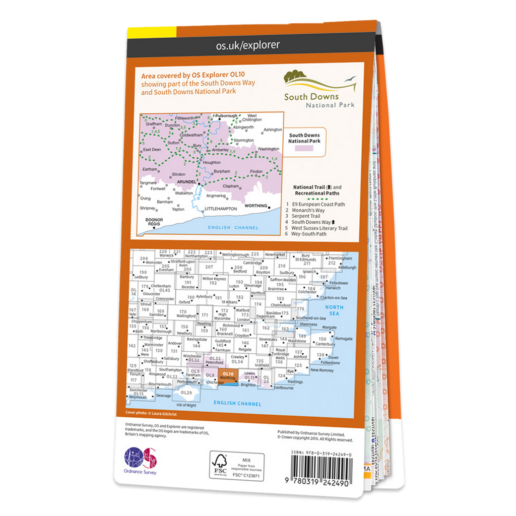 Ordnance Survey Explorer OL10 Map Arundel & Pulborough