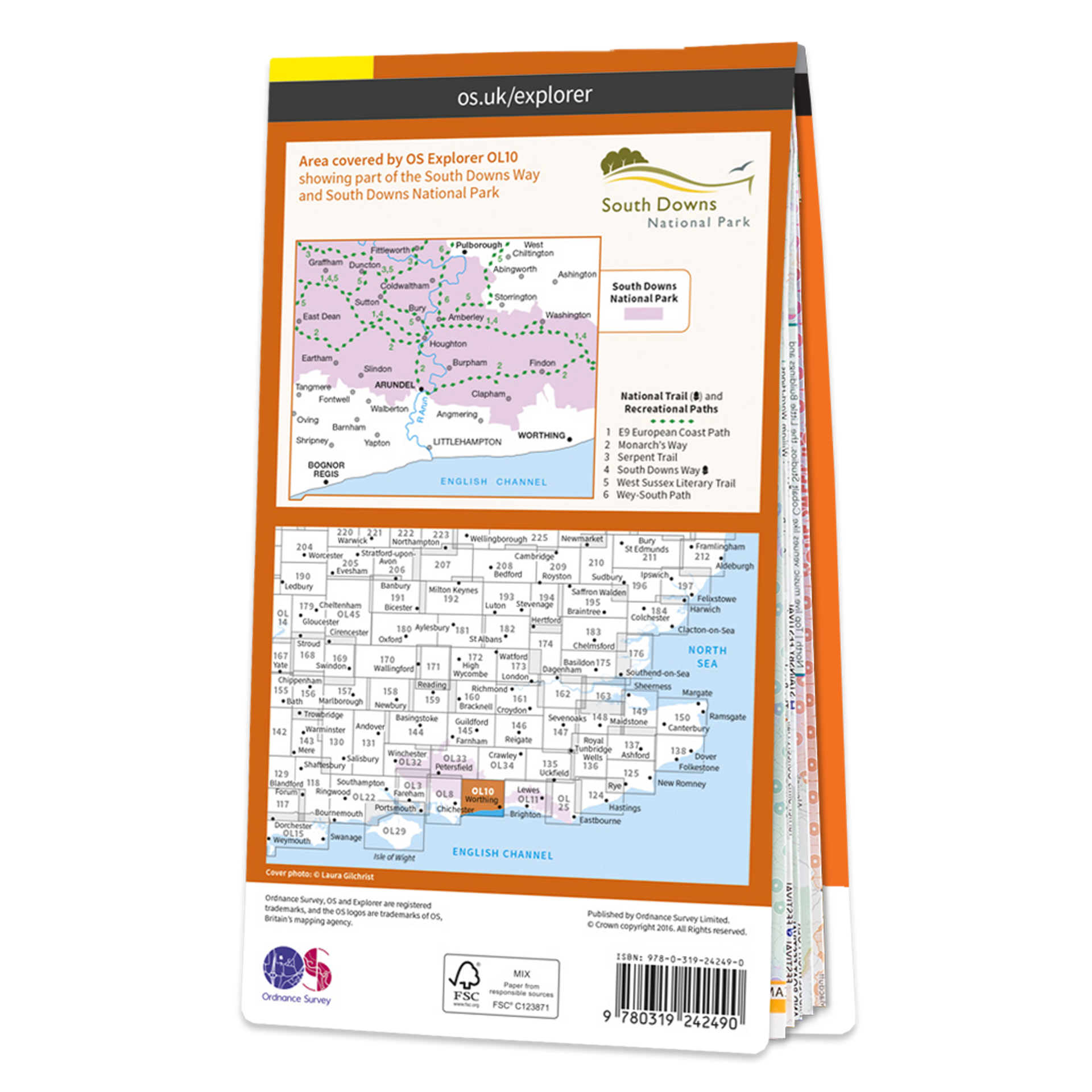 Ordnance Survey Explorer OL10 Map Arundel & Pulborough