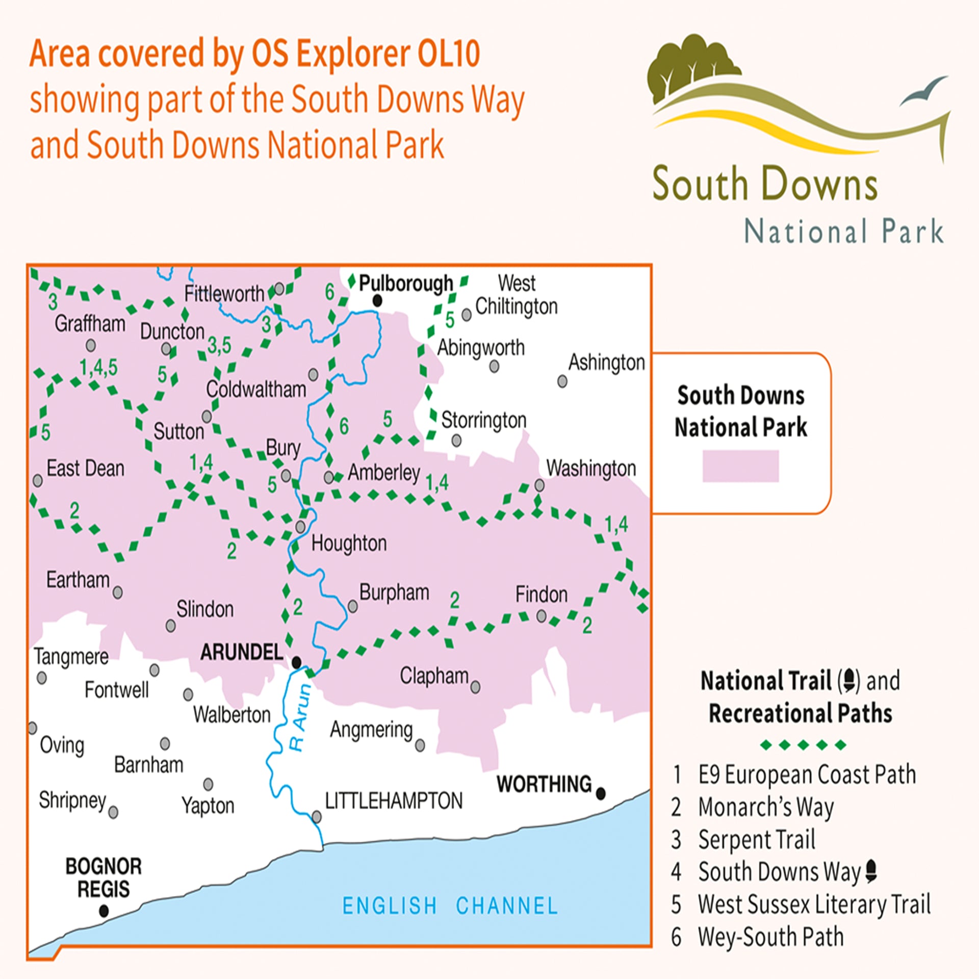 Ordnance Survey Explorer OL10 Map Arundel & Pulborough