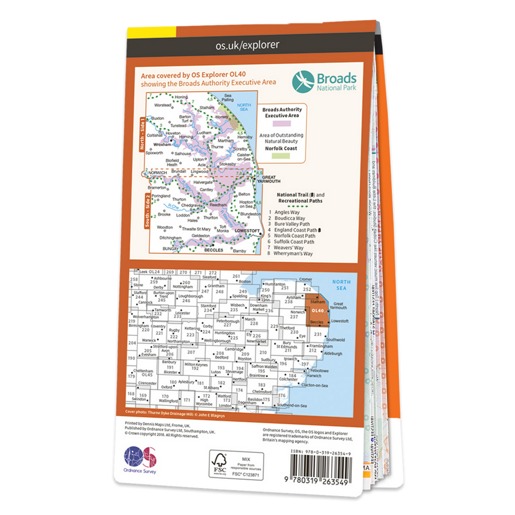 Ordnance Survey Explorer OL40 Map The Broads