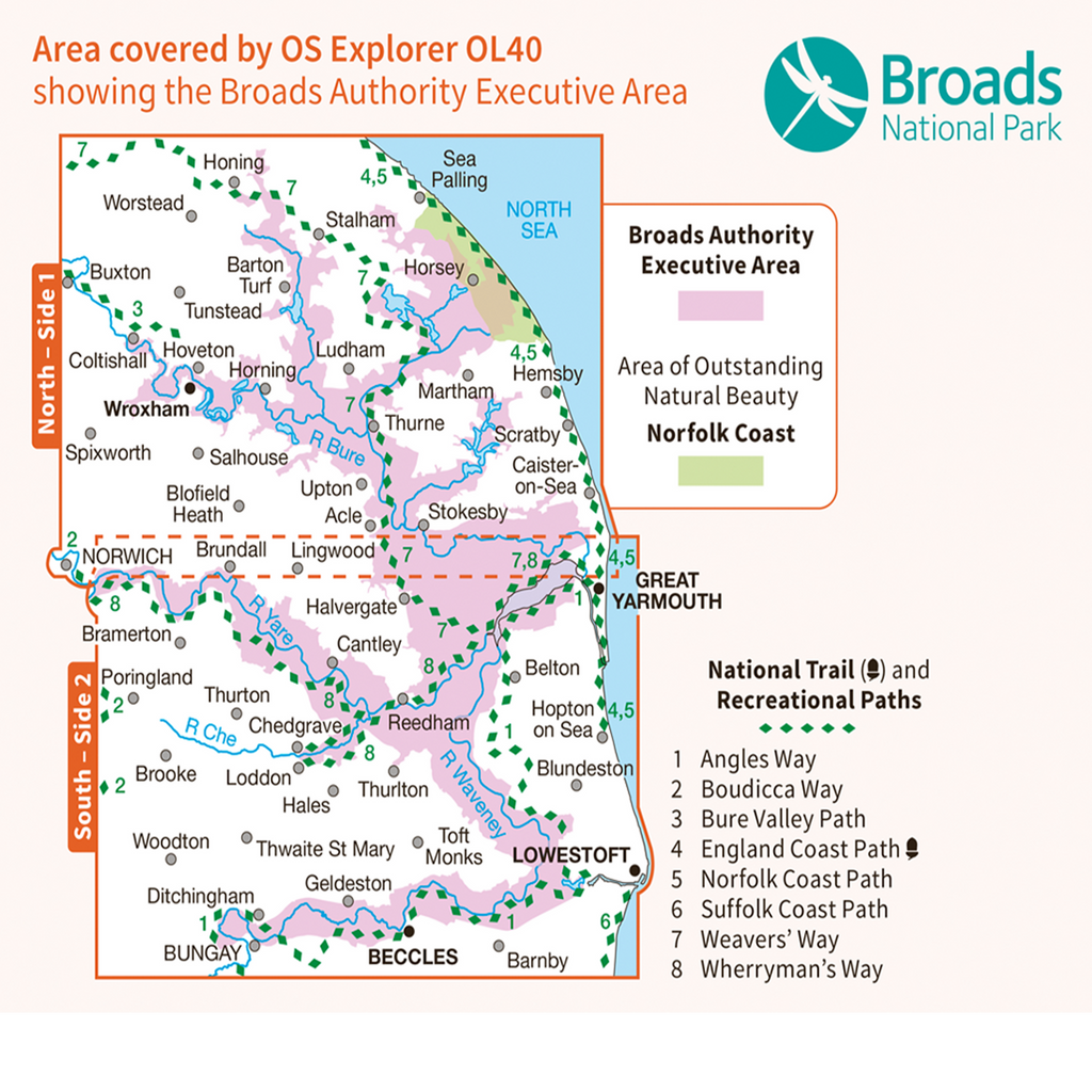 Ordnance Survey Explorer OL40 Map The Broads