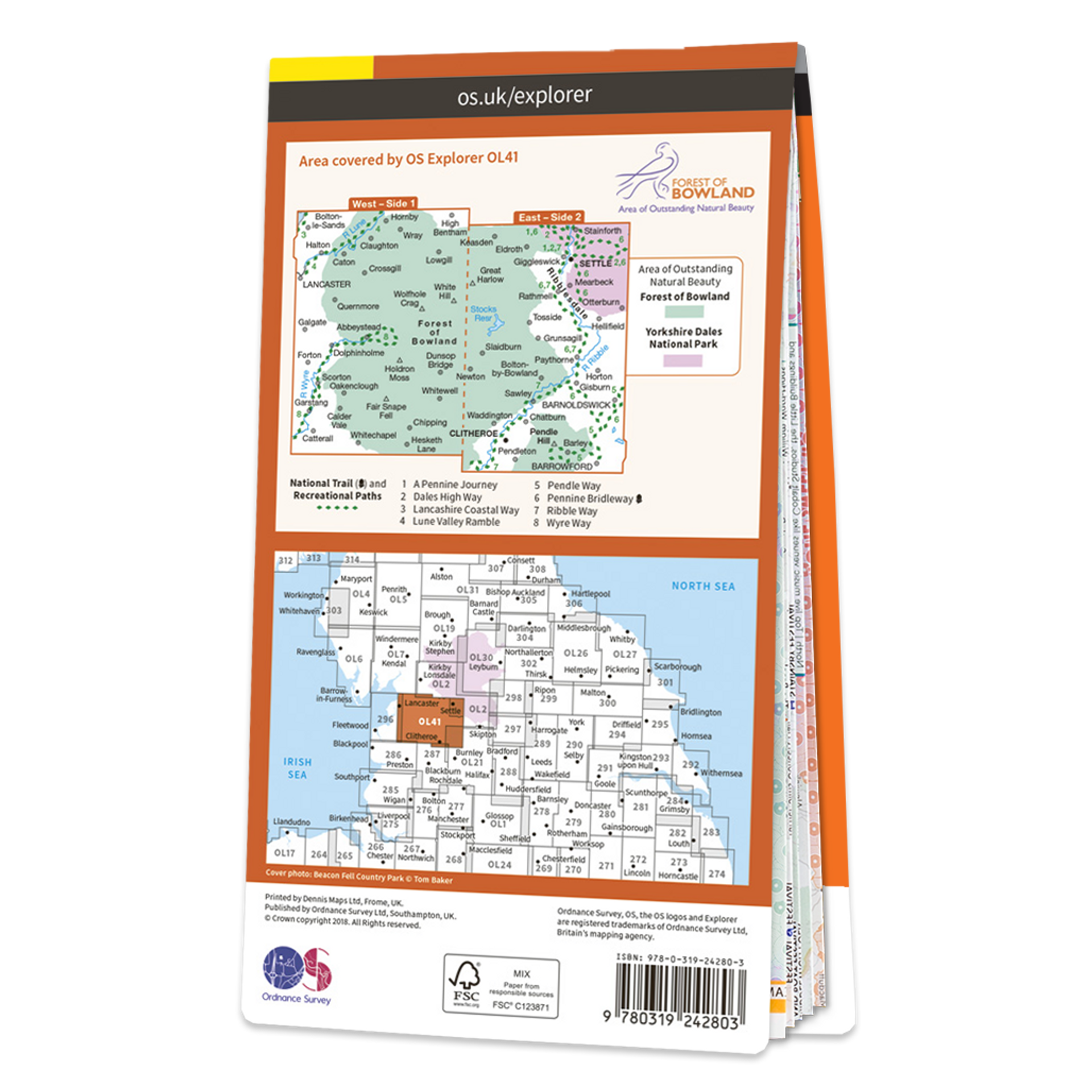 Ordnance Survey Explorer OL41 Map Forest of Bowland & Ribblesdale