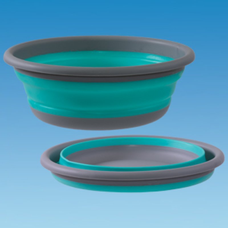 PLS collapsible 32cm Round Washing Basin Green & Grey