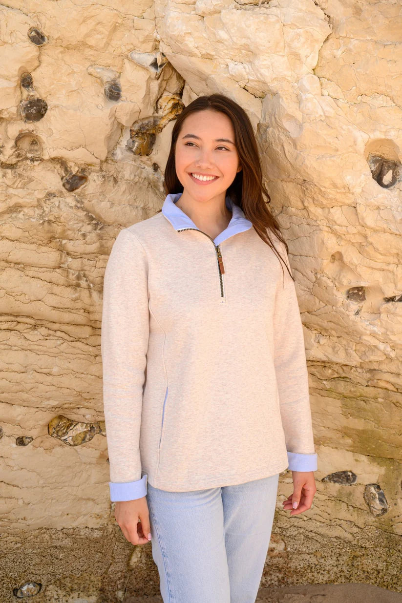 lighthouse shore 1/4 zip sweatshirt oatmeal