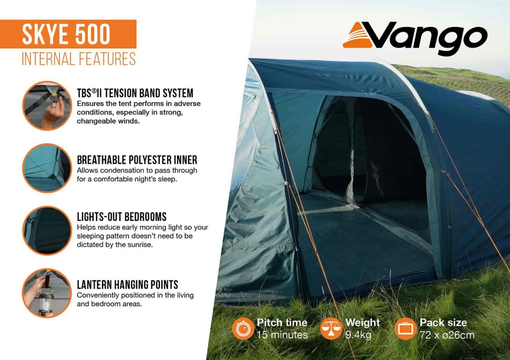 Vango Skye 500 Poled Tent Peridot Green