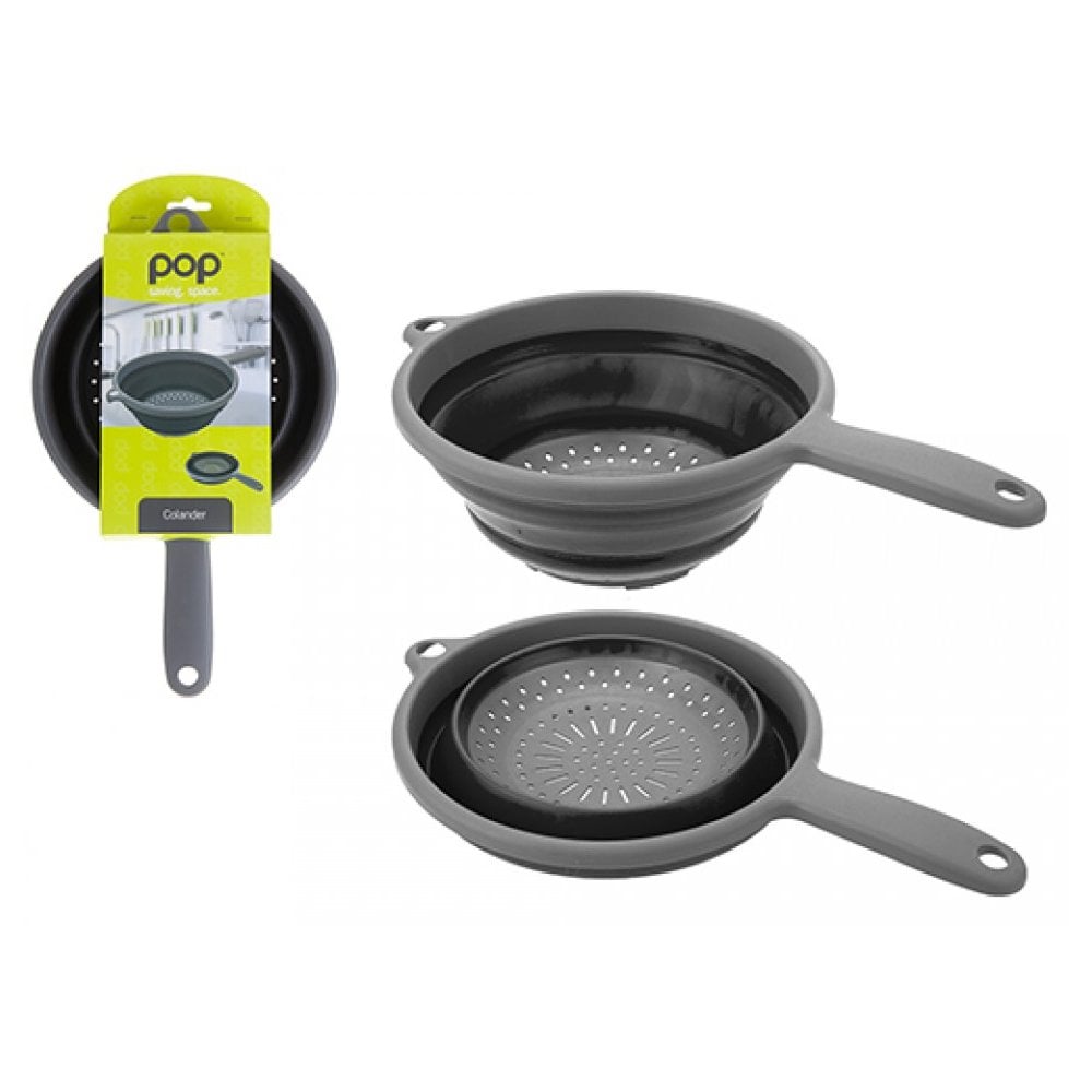 Summit Pop Collapsible Colander with Handle Black