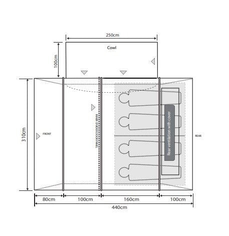 Outdoor Revolution Cayman T3 DT Poled Low Driveaway Campervan Awning