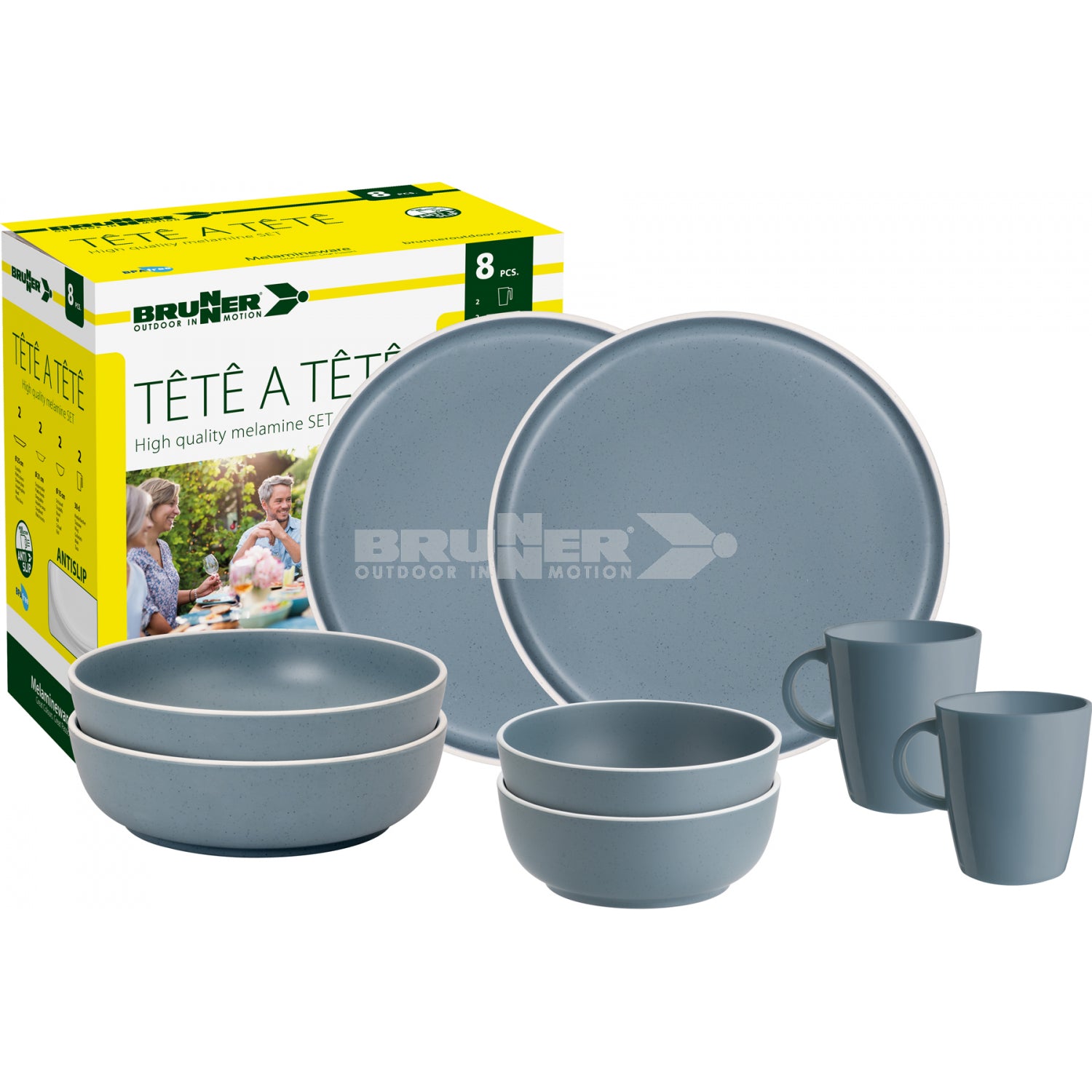 Brunner Dolomit Blue Tete a Tete Melamine Set 8 Piece