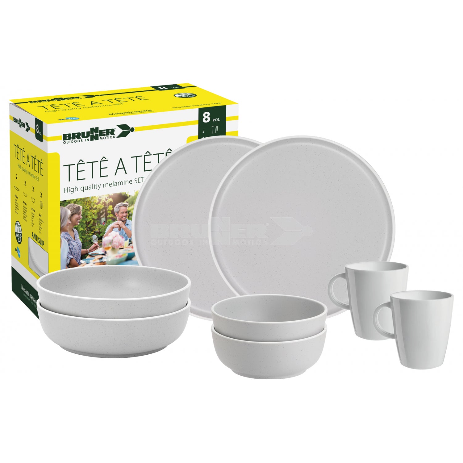 Brunner Dolomit White Tete a Tete 8 Piece Melamine Dinner Set