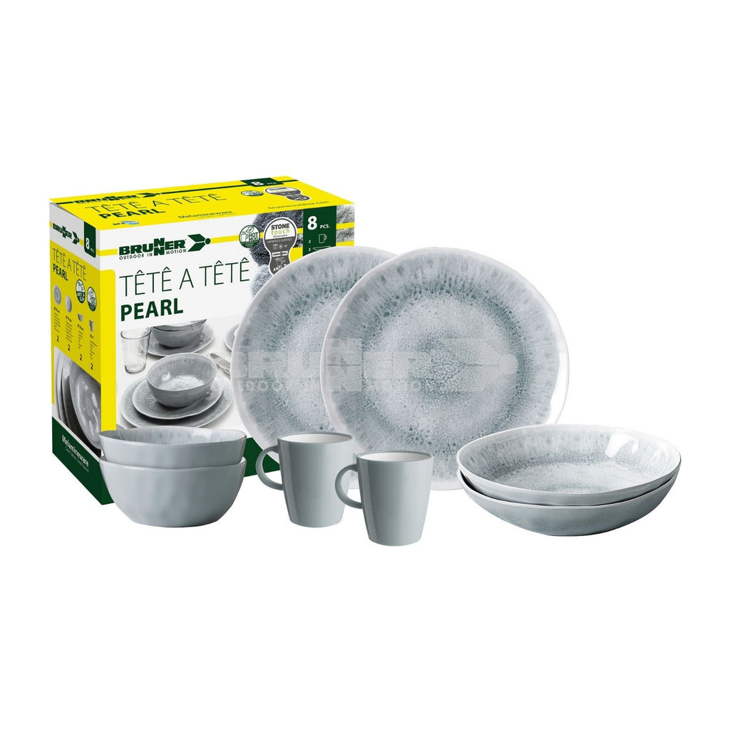 brunner pearl tete a tete 8 piece melamine dinner set