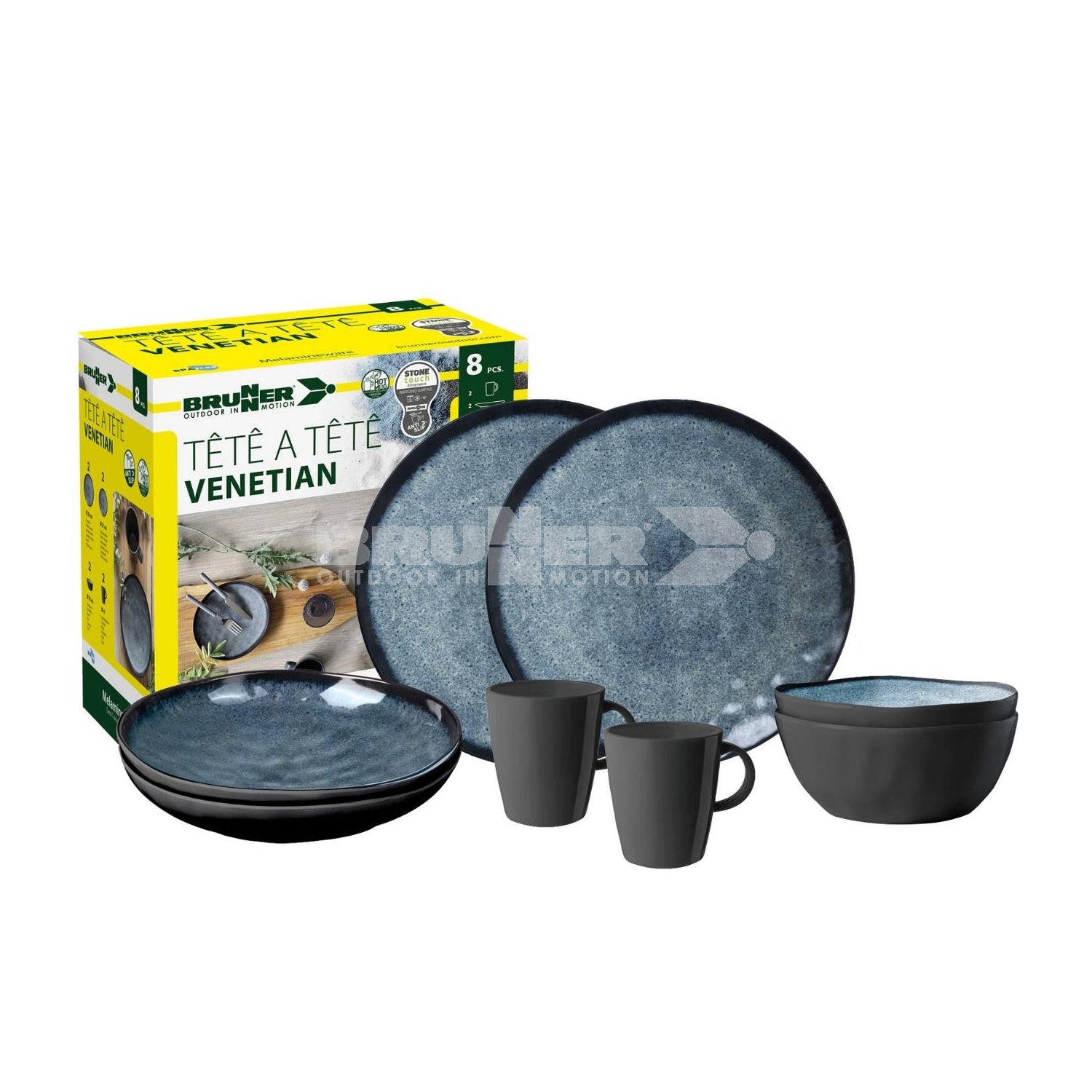 brunner venetian tete a tete 8 piece melamine dinner set