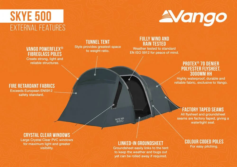 vango skye 500 poled tent - deep blue
