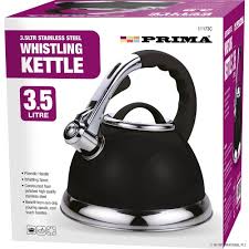 Prima 3.5 LTR Whistling Kettle Black and Chrome