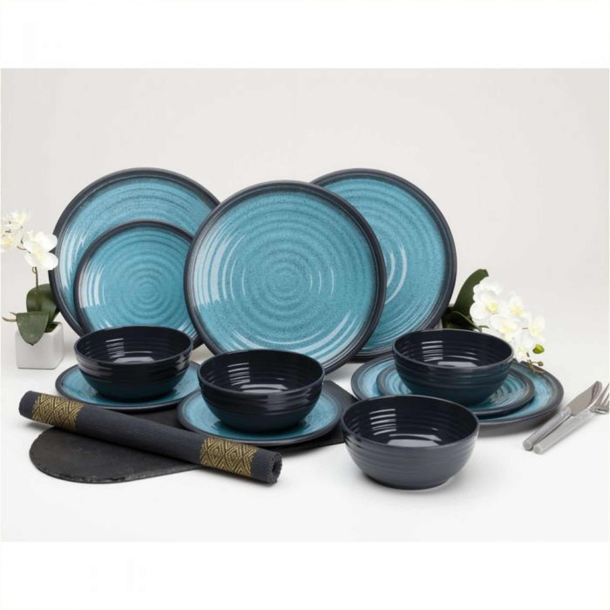 flamefield granite aqua 12 piece melamine set