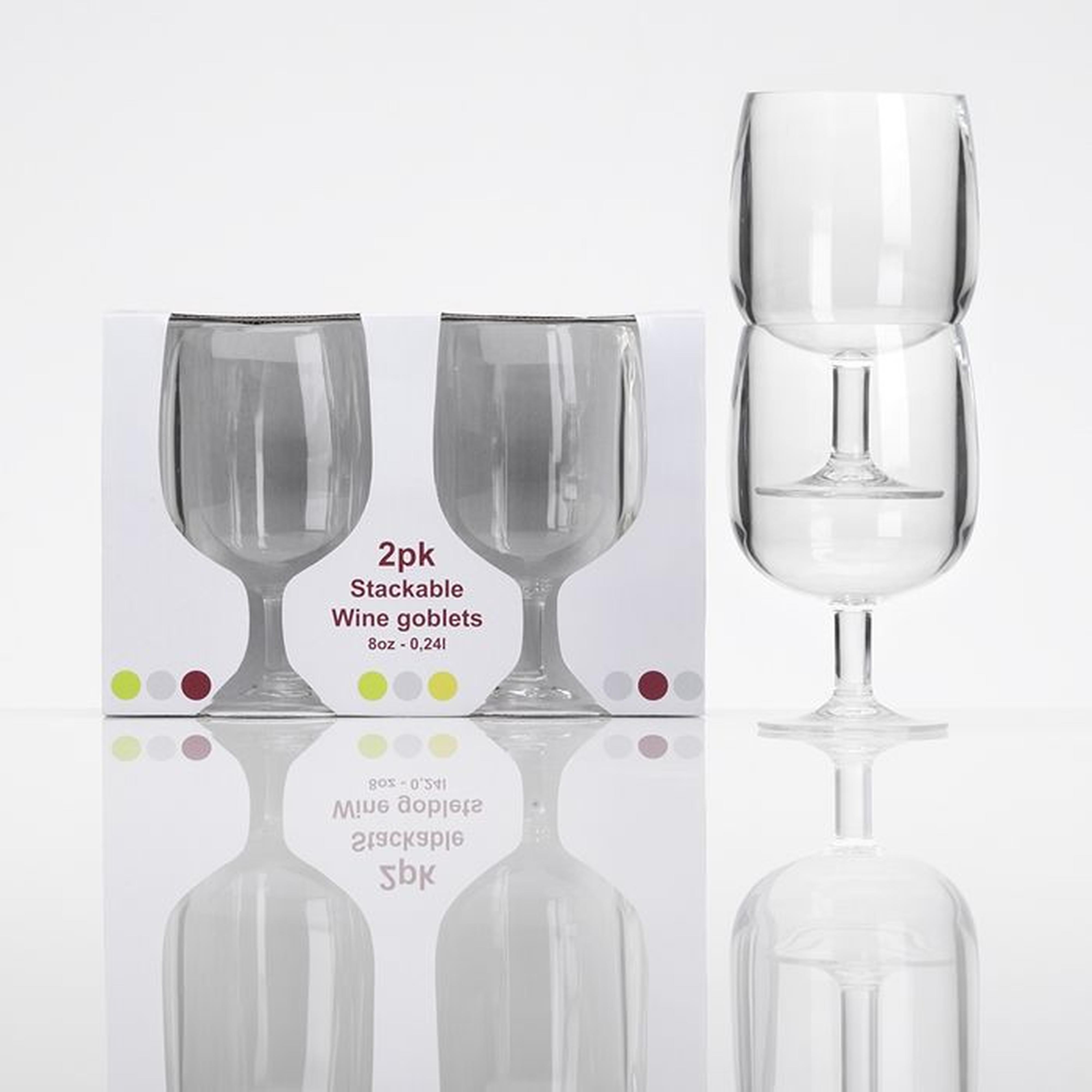 flamefield stackable acrylic wine goblets set of 2