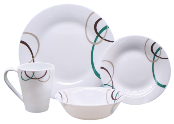 PLS Horizon Opalware 16pc Dinner Set Orbit