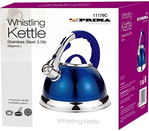 Prima 3.5 Litre Stainless Steel Whistling Kettle Blue