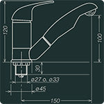 Kama Mixer Tap 33mm Push FitChrome