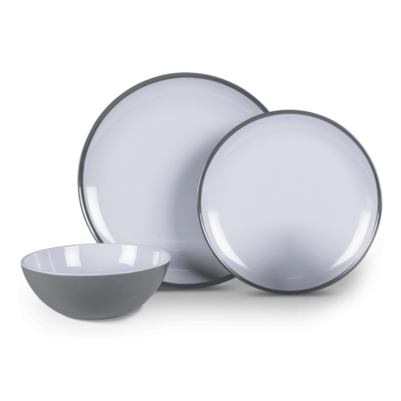 Kampa Fog Grey 12pc Melamine Set