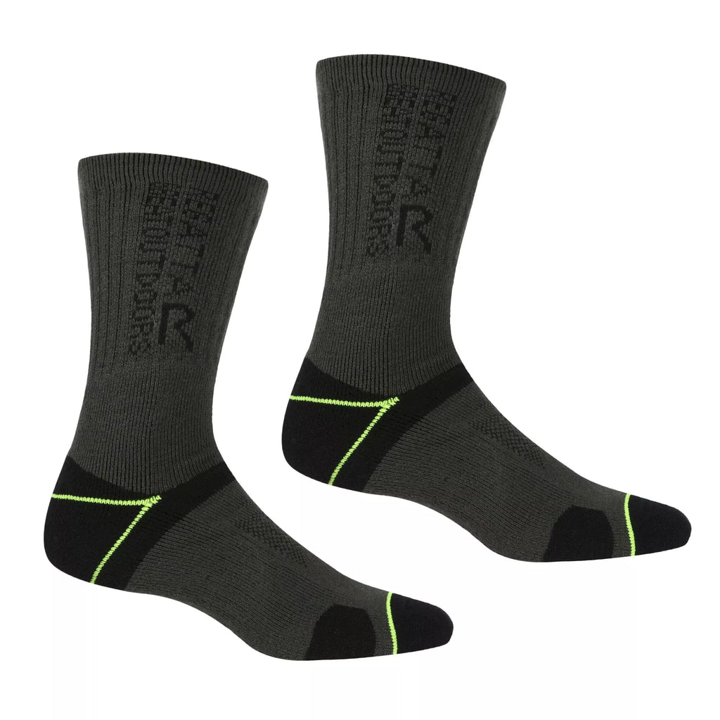 Regatta Men's Blister Protection II Socks | Black Electric Lime