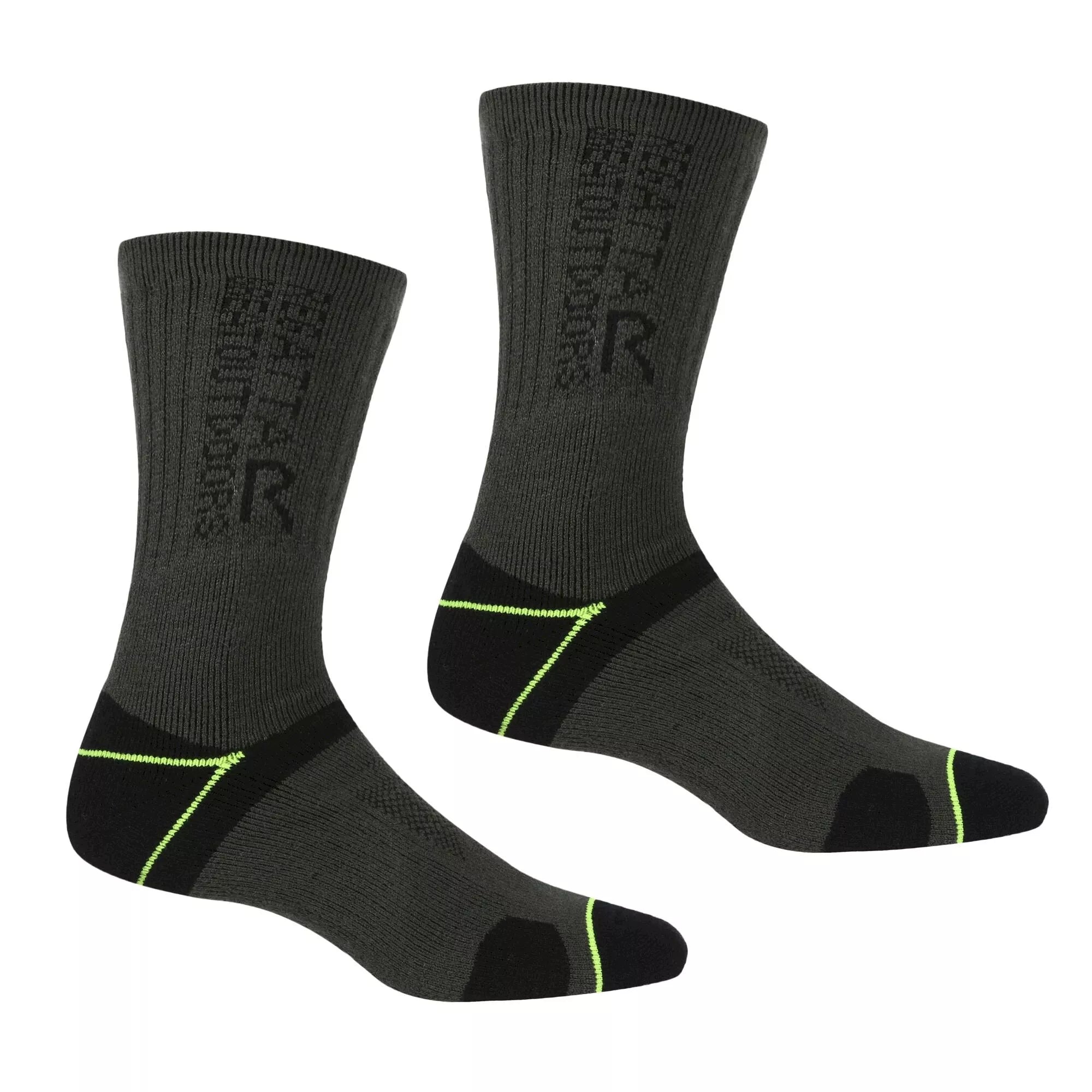 Regatta Men's Blister Protection II Socks | Black Electric Lime