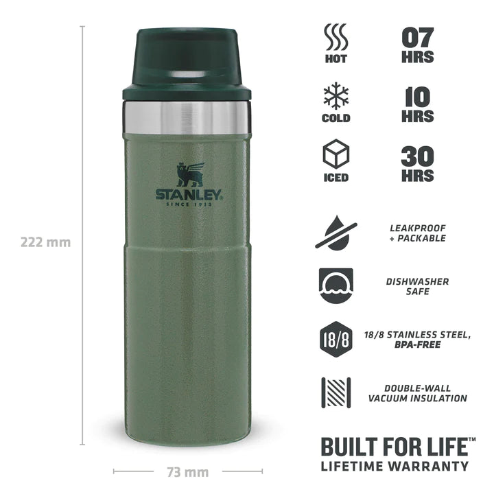 Stanley Classic Trigger Action Travel Mug 0.47L Hammertone Green