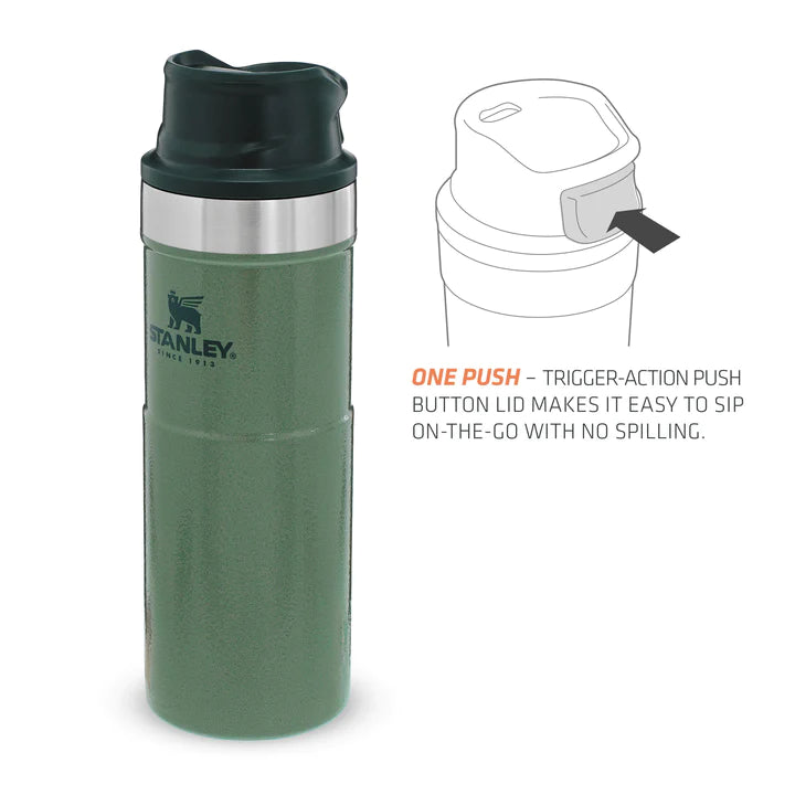 Stanley Classic Trigger Action Travel Mug 0.47L Hammertone Green