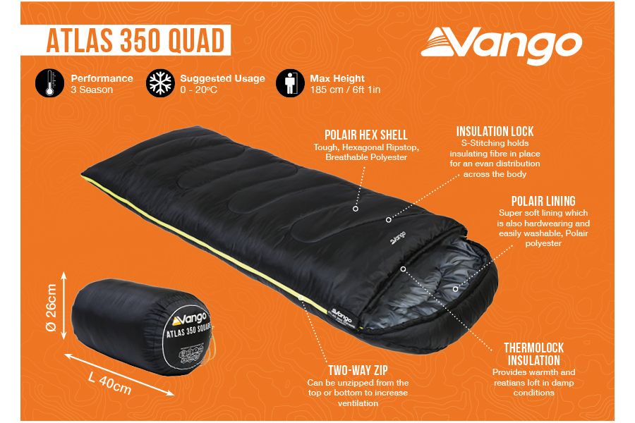 Vango Atlas 350 QUAD Sleeping Bag Black