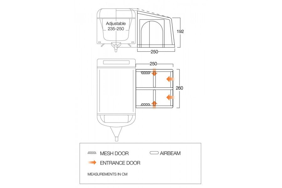 Vango Balletto Air 260 Elements Shield Caravan Porch Awning